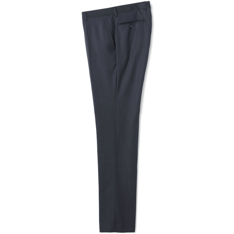 ＫＡＮＳＡＩＭＡＮ 【KANSAIMAN collection】【秋冬】2釦シングルスーツ ショートタック/ネイビー×ストライプ/REAL NAVY COLLECTION/NEW ZEALAND WOOLSHOWER CLEAN/SustainaBee Wool/※裾上げ必要 紺中間