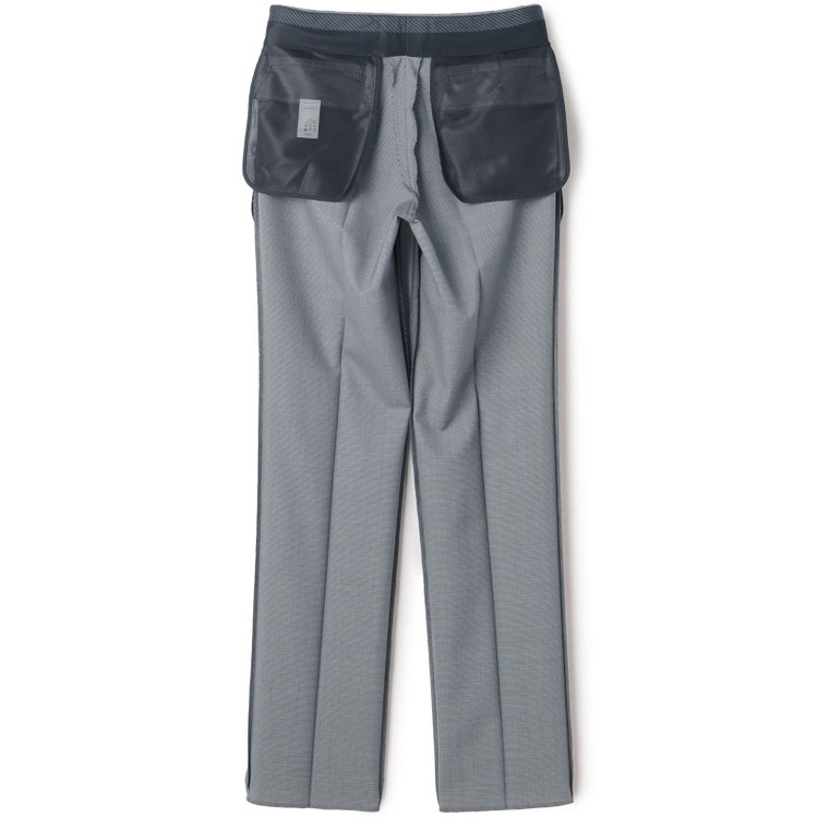 ジョンピアース 【JOHN PEARSE White】【春夏】ウールブレンド 1タックパンツ/グレー＆ブラック×ハウンドトゥース/ウエストムーブ仕様/※裾上げ必要 グレー中間