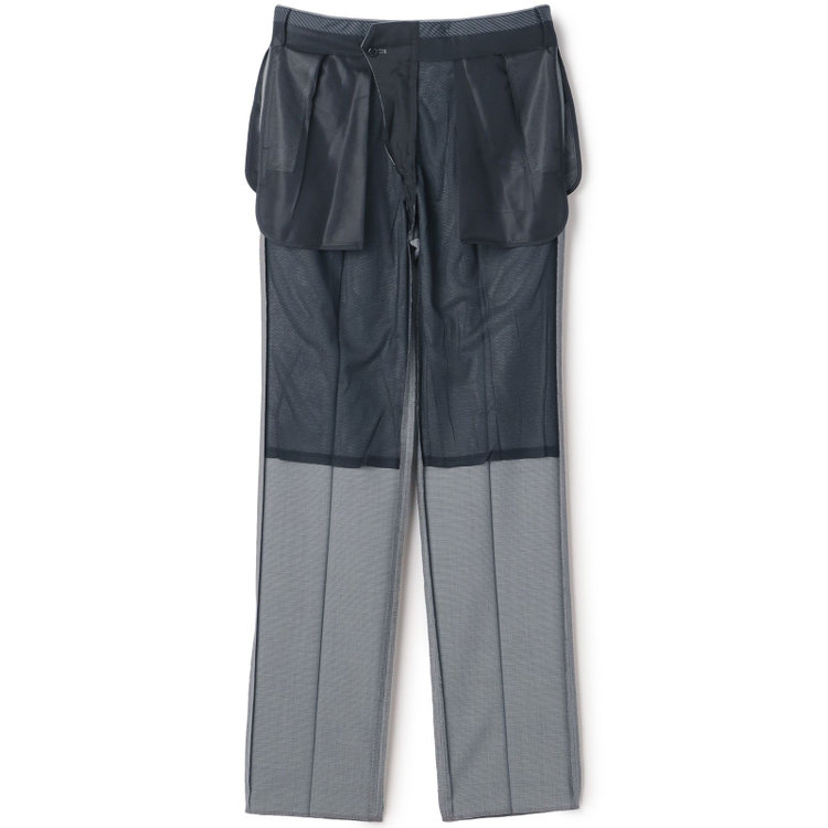 ジョンピアース 【JOHN PEARSE White】【春夏】ウールブレンド 1タックパンツ/グレー＆ブラック×ハウンドトゥース/ウエストムーブ仕様/※裾上げ必要 グレー中間