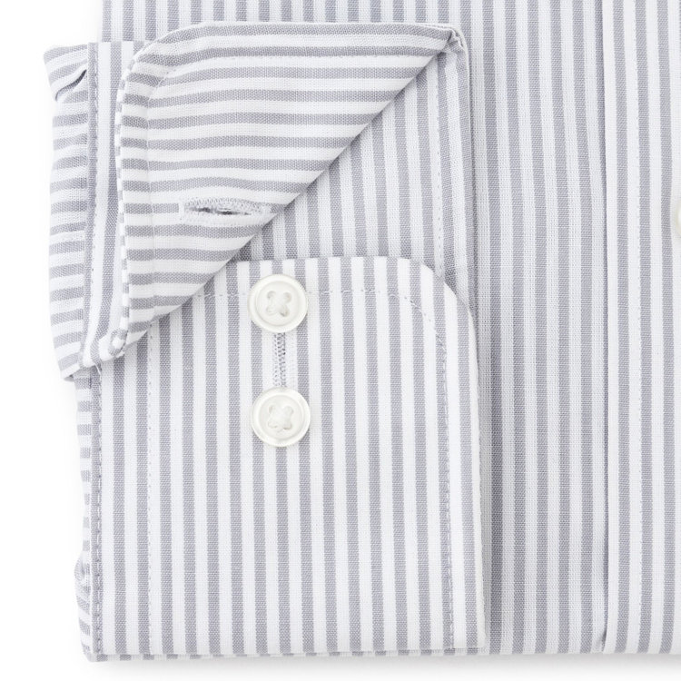 ＤＵＫＥ ＭＯＲＧＡ 【発送在庫あり】【DUKEMORGAN】【形態安定】ワイドカラーワイシャツ/グレー＆ホワイト×ストライプ グレー中間