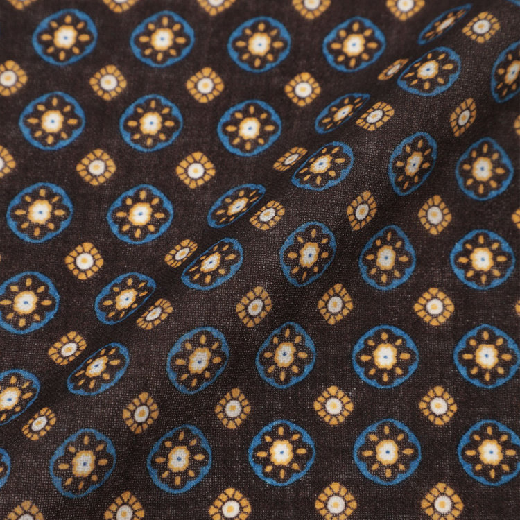 ソノタ（KONAKA用） ウールポケットチーフ/ブラウン＆ネイビー×小紋柄 茶中間