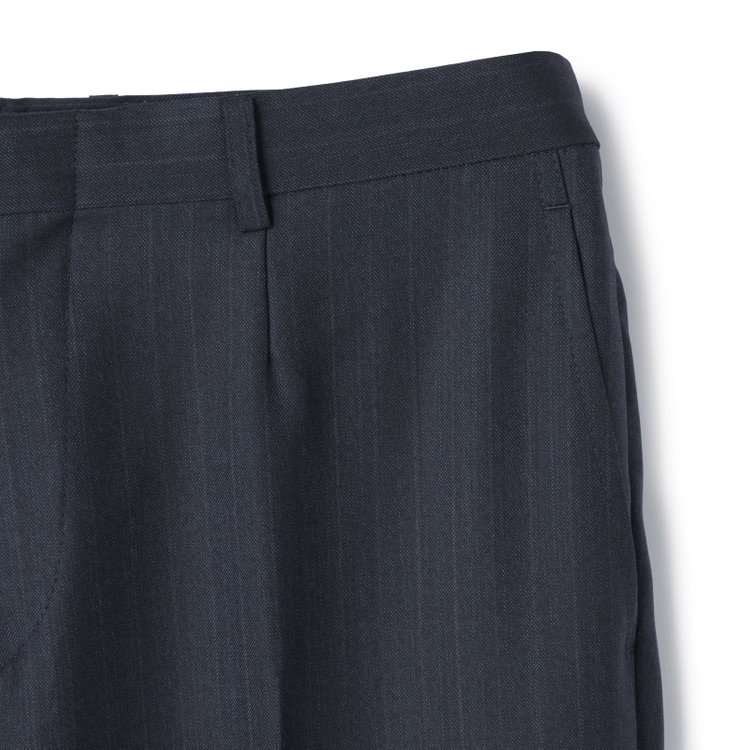 ＫＡＮＳＡＩＭＡＮ 【KANSAIMAN collection】【秋冬】2釦シングルスーツ ショートタック/ネイビー×ストライプ/REAL NAVY COLLECTION/NEW ZEALAND WOOLSHOWER CLEAN/SustainaBee Wool/※裾上げ必要 紺中間