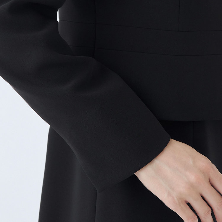 ソノタ（KONAKA用） 【BIEN BELLE】【年間】【ストレッチ】ノーカラーサテン使いアンサンブルレディースフォーマル 黒