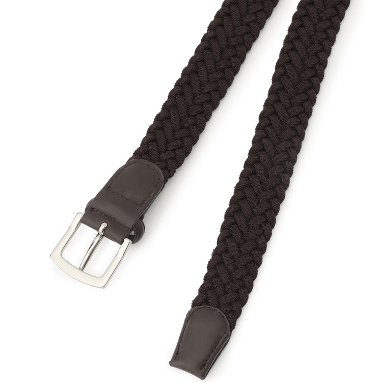 ジョンピアース 【JOHN PEARSE】ピンバックルベルト 3.0cm幅/ブラウン×ゴム編み(ウエスト85cmまで対応) 茶濃色