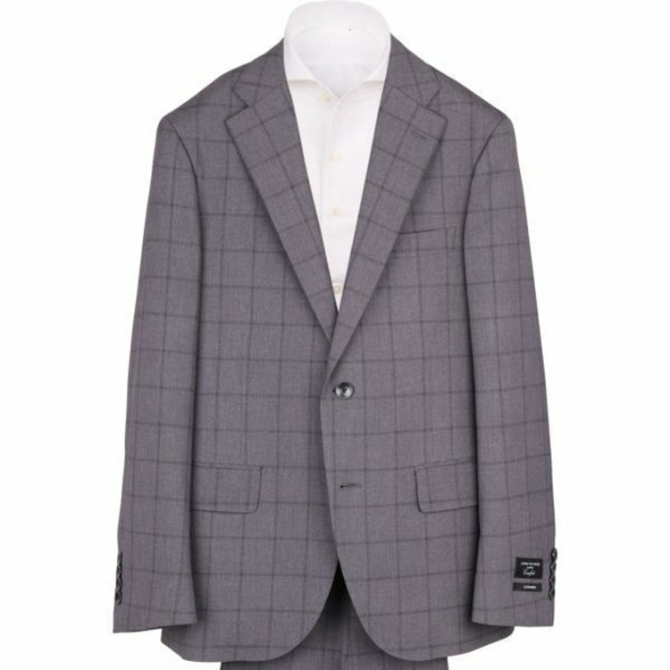 KONAKA　アウトレット 【WEB限定/OUTLET/汚れ・キズ等有】【JOHN PEARSE comfort】【春夏】2釦シングルスーツ 1タック/グレー×ウィンドペン/ULTRA MOVE/TRABEST グレー系(灰)