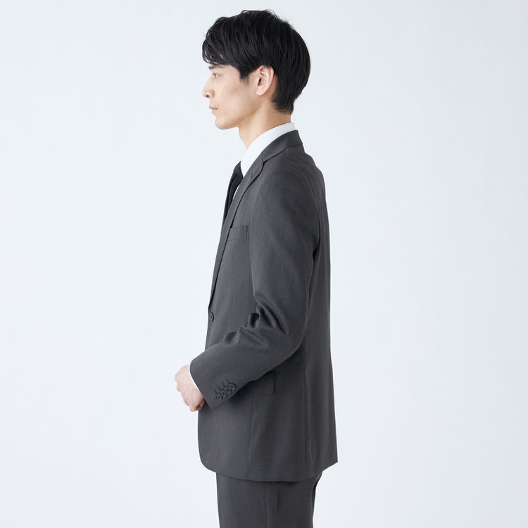 ＪＰセレクトライン 【JOHN PEARSE Black SELECT LINE】【秋冬】スペアパンツ付き/2釦シングルスーツ 0タック/グレー×ストライプ/RAIN SUIT グレー濃色