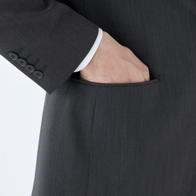 ＪＰセレクトライン 【JOHN PEARSE Black SELECT LINE】【秋冬】スペアパンツ付き/2釦シングルスーツ 0タック/グレー×ストライプ/RAIN SUIT グレー濃色