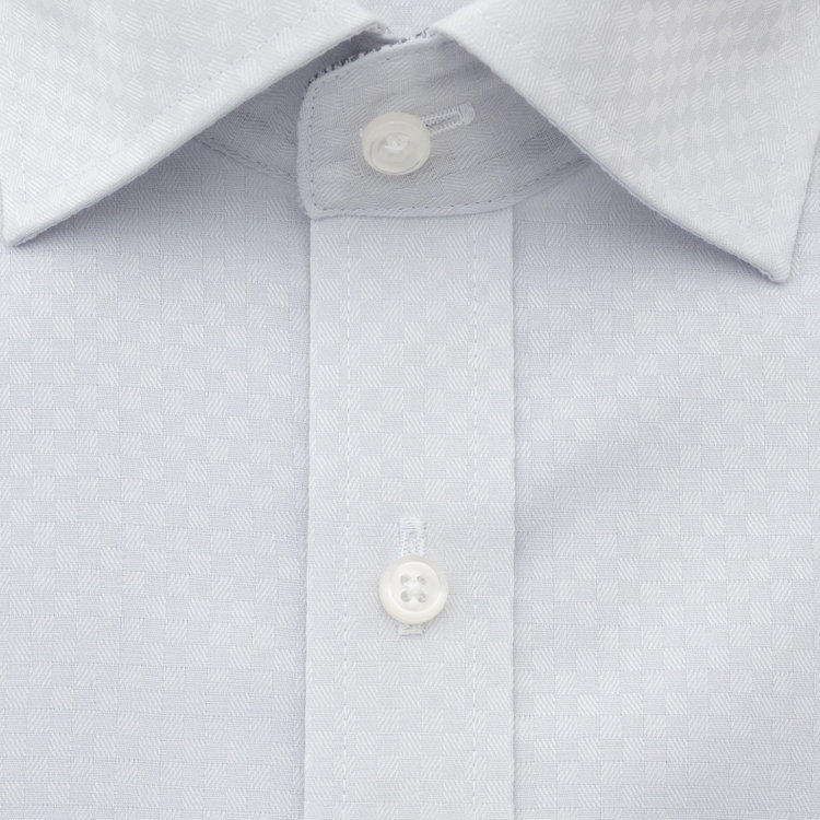 ジョンピアースブラック 【JOHN PEARSE Black】【SLIM】【形態安定】ワイドカラードレスワイシャツ/グレー×ドビーチェック/襟袖裏別布 グレー淡色