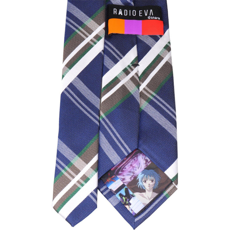 ソノタ（KONAKA用） 【RADIO EVA】【エヴァンゲリオン】シルクブレンドチェックネクタイ 7.5cm幅/ネイビー×ホワイト その他