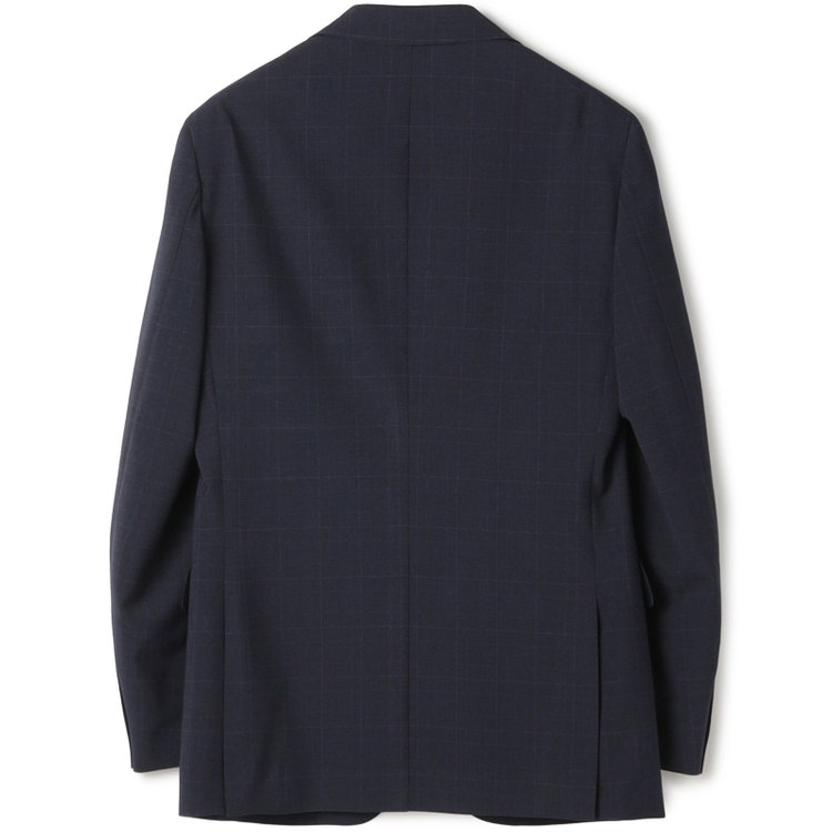 ＪＰ コンフォート 【JOHN PEARSE comfort】【春夏】2釦シングルスーツ ショートタック/ネイビー×チェック/ULTRA MOVE/TRABEST/ウエストシャーリング仕様/ウォッシャブル/ストレッチ/※裾上げ必要 紺中間