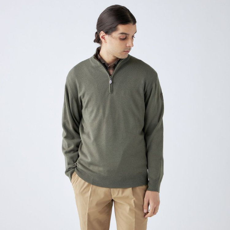 スタンリーブラッカ 【stanley blacker new york】【秋冬】フランネルチェックカッタウェイシャツ/ブラウン×カーキ 茶中間