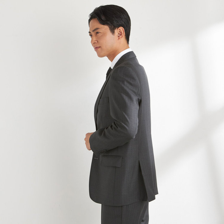 ＫＡＮＳＡＩＭＡＮ 【KANSAIMAN collection】【秋冬】2釦シングルスーツ ショートタック/グレー×ストライプ/REAL GRAY COLLECTION/NEW ZEALAND WOOL SHOWER CLEAN/SustainaBee Wool グレー濃色