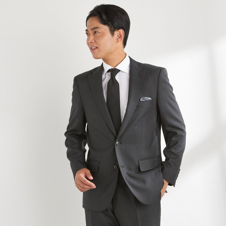 ＫＡＮＳＡＩＭＡＮ 【KANSAIMAN collection】【秋冬】2釦シングルスーツ ショートタック/グレー×ストライプ/REAL GRAY COLLECTION/NEW ZEALAND WOOL SHOWER CLEAN/SustainaBee Wool グレー濃色