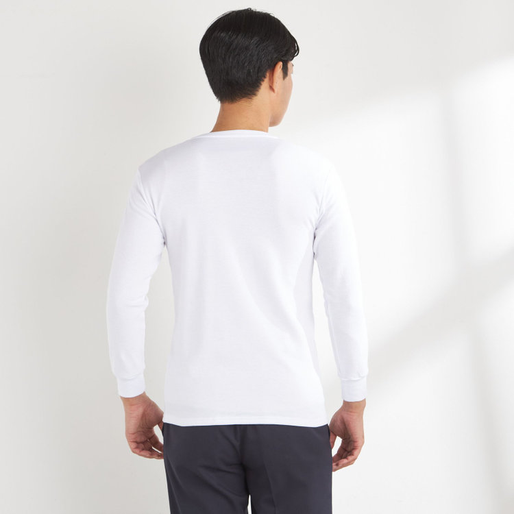 ソノタ（KONAKA用） 【HOTMOVE EX +2℃】Vネック長袖Tシャツ(ホワイト系・無地) 白