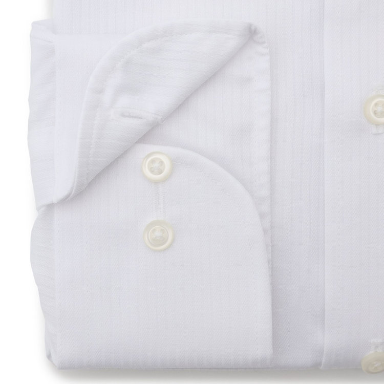 ジョンピアース 【JOHN PEARSE White】【形態安定】ワイドカラードレスシャツ/ホワイト×ドビーストライプ/Oil guard 白