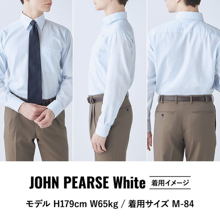 ジョンピアース 【JOHN PEARSE White】【形態安定】レギュラーカラードレスシャツ/ホワイト×ブロード/Oil guard 白