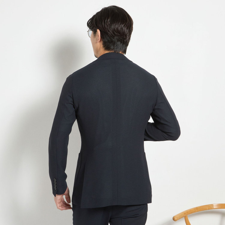 ＪＰコンフォート ネイビー 【JOHN PEARSE comfort navy】【春夏】2釦シングルジャケット/ネイビー×ドットエアー＆カラミ織り 紺中間