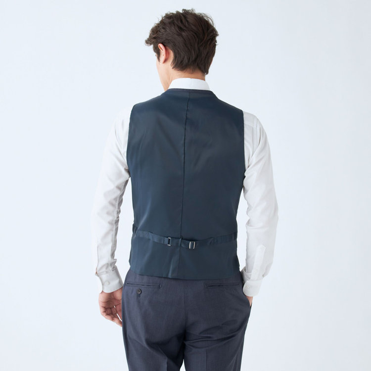 ＪＰ コンフォート 【JOHN PEARSE comfort】【年間】スリーピース2釦シングルスーツ ショートタック/ネイビー×チェック/ULTRA MOVE/ウォッシャブル/※裾上げ必要 紺中間