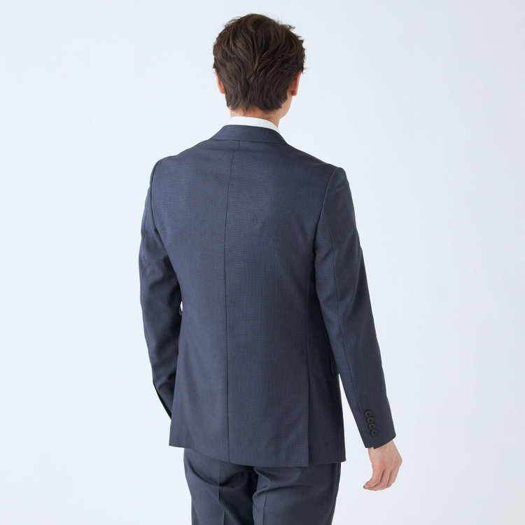 ＪＰ コンフォート 【JOHN PEARSE comfort】【年間】スリーピース2釦シングルスーツ ショートタック/ネイビー×チェック/ULTRA MOVE/ウォッシャブル/※裾上げ必要 紺中間