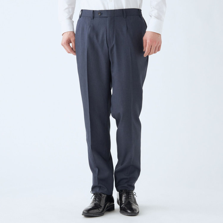 ＪＰ コンフォート 【JOHN PEARSE comfort】【年間】スリーピース2釦シングルスーツ ショートタック/ネイビー×チェック/ULTRA MOVE/ウォッシャブル/※裾上げ必要 紺中間