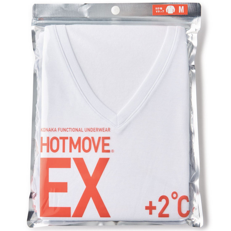 ソノタ（KONAKA用） 【HOTMOVE EX +2℃】Vネック長袖Tシャツ(ホワイト系・無地) 白