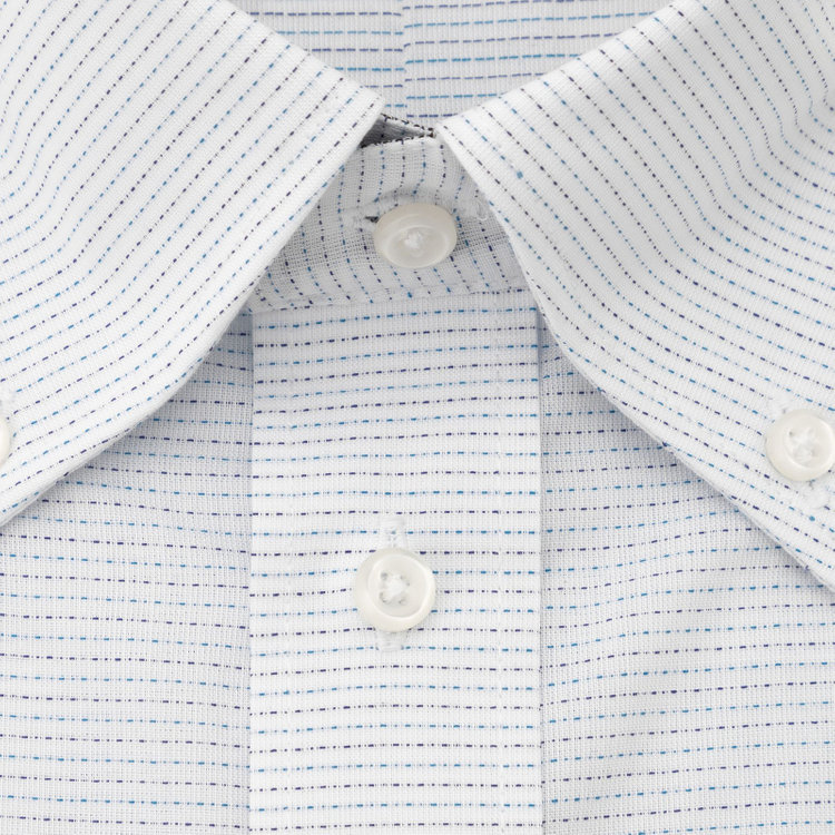 ジョンピアース 【半袖】【JOHN PEARSE White】【形態安定】ボタンダウンドレスシャツ/ホワイト×ボーダー/襟裏別布/ULTRA BREATH COOL 緑淡色