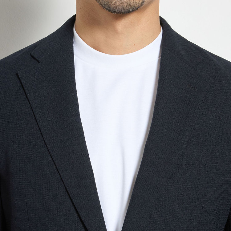 ＪＰコンフォート ネイビー 【JOHN PEARSE comfort navy】【春夏】2釦シングルジャケット/ネイビー×ドットエアー＆カラミ織り 紺中間