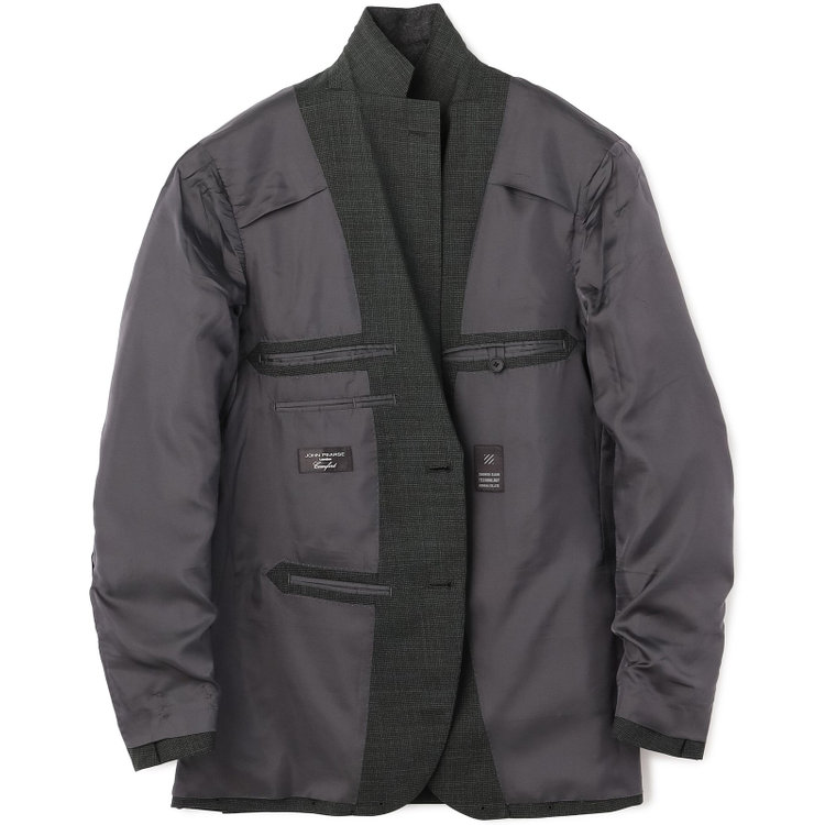 ＪＰ コンフォート 【JOHN PEARSE comfort】【春夏】2釦シングルスーツ ショートタック/グレー×チェック/REAL GRAY/NEW ZEALAND WOOL/SHOWER CLEAN/SustainaBee Wool/※裾上げ必要 黄淡色