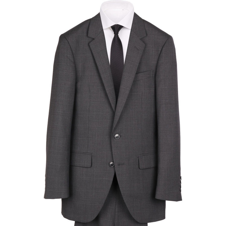 ＵＮＰＲＥＳＳＵＲＥ 【Unpressure】【春夏】スペアパンツ付き/2釦シングルスーツ 0タック/グレー×チェック グレー系(灰)