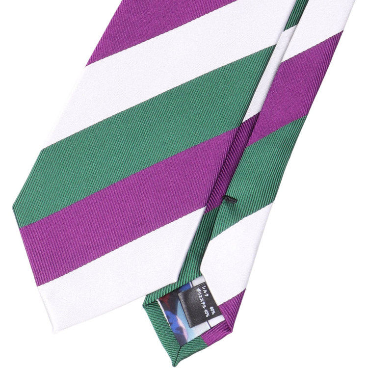 ソノタ（KONAKA用） 【RADIO EVA】【エヴァンゲリオン】シルクブレンドストライプネクタイ 7.5cm幅/グリーン×パープル×ホワイト その他