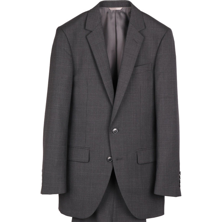 ＵＮＰＲＥＳＳＵＲＥ 【Unpressure】【春夏】スペアパンツ付き/2釦シングルスーツ 0タック/グレー×チェック グレー系(灰)