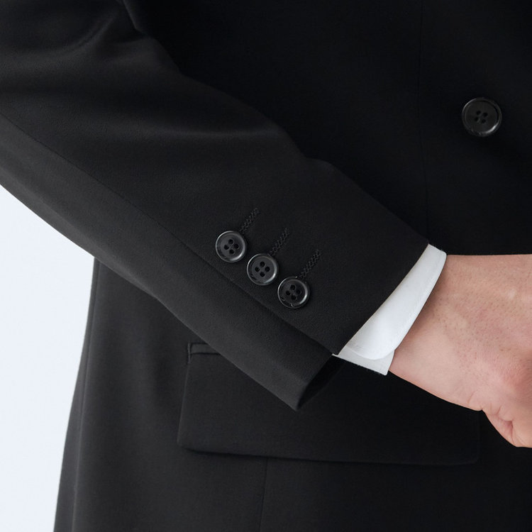 ドナートヴィンチ 【Donato Vinci Italy】【ベーシックシルエット】カシミヤシルクブレンド濃染加工/4釦1掛けダブルフォーマルスーツ 1タックパンツ/防虫加工/導電性繊維/アジャスター付き/※裾上げ必要 黒