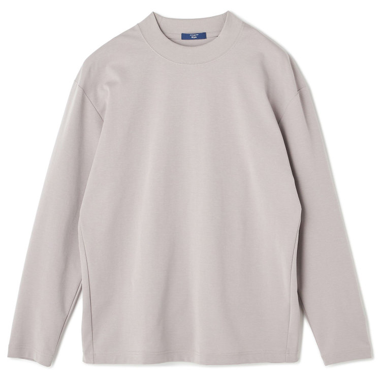 ジョンピアース 【JOHN PEARSE comfort navy】モックネックロングTシャツ/グレー/「吸汗速乾」「接触冷感」「UV加工」 グレー淡色