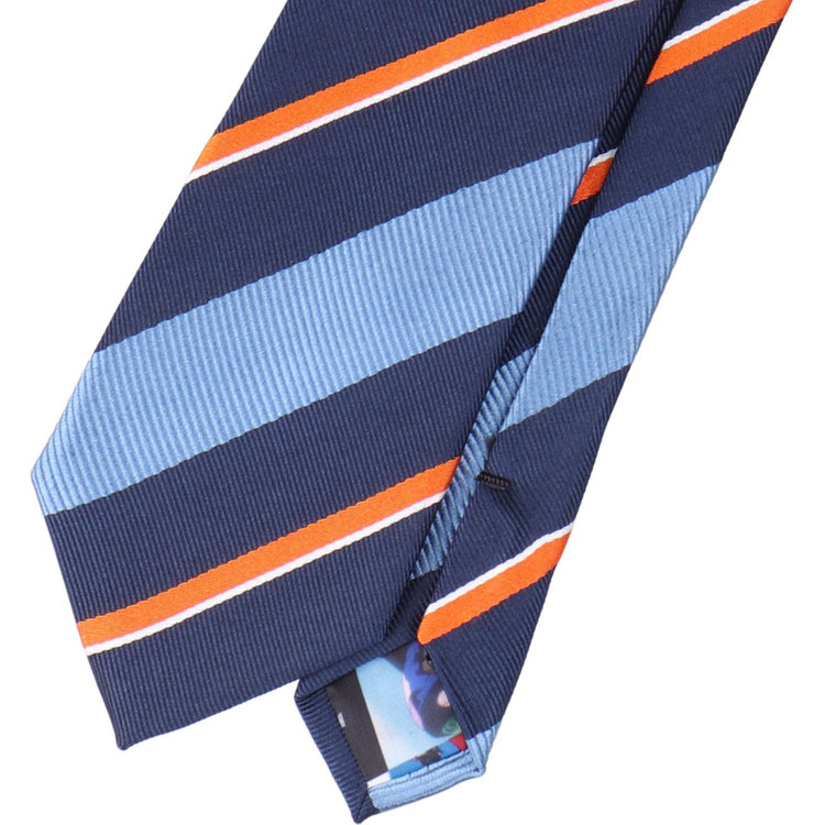 ソノタ（KONAKA用） 【RADIO EVA】【エヴァンゲリオン】シルクブレンドストライプネクタイ 7.5cm幅/ブルー×ネイビー×オレンジ その他
