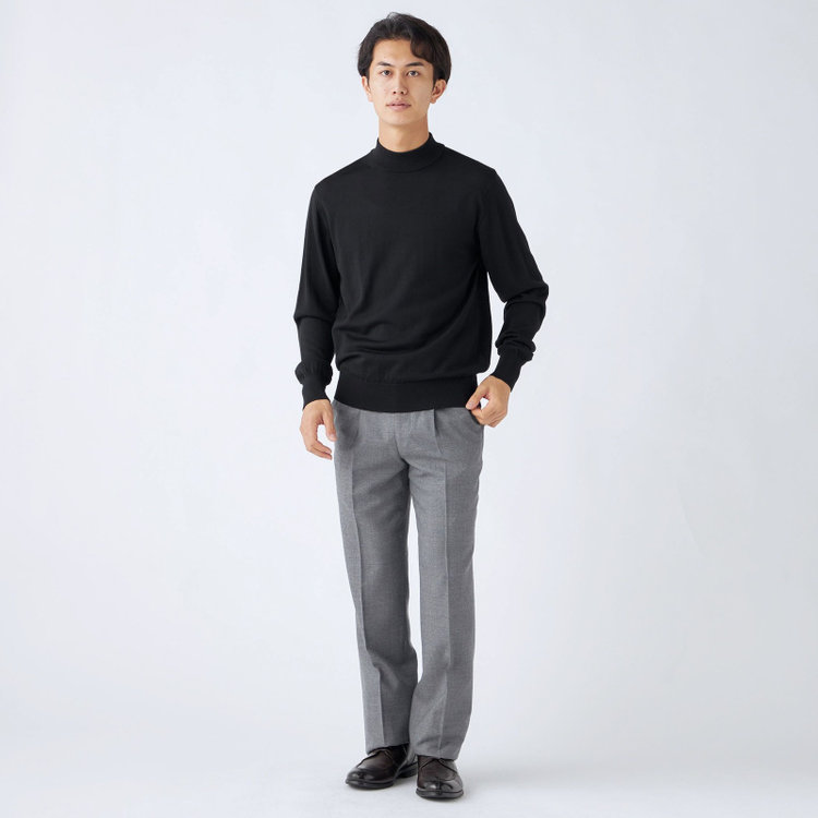 ＪＰコンフォート ネイビー 【JOHN PEARSE comfort navy】【秋冬】ハイネックセーター/ブラック/洗える×毛玉レス 黒