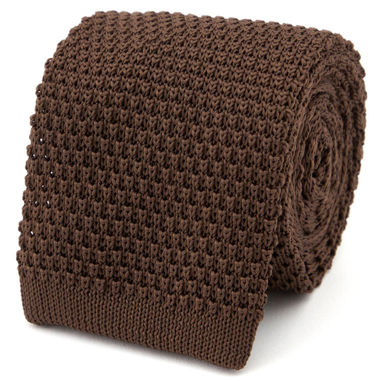 ジョンピアースブラック 【JOHN PEARSE】ニットネクタイ 7.0cm幅/ブラウン/ウォッシャブル その他