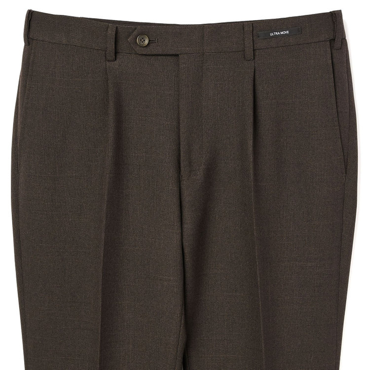 ＪＰコンフォート ネイビー 【JOHN PEARSE comfort navy】【秋冬】TUMUGITO 1タックパンツ セットアップ対応/ ブラウン/ ウエストムーブ/ULTRA MOVE/ ウォッシャブル ※裾直し必要 茶中間