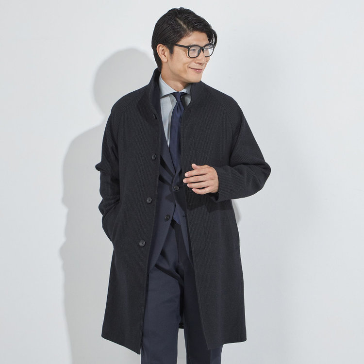 KANSAIMAN collection】ショートスタンドカラーコート/ネイビー