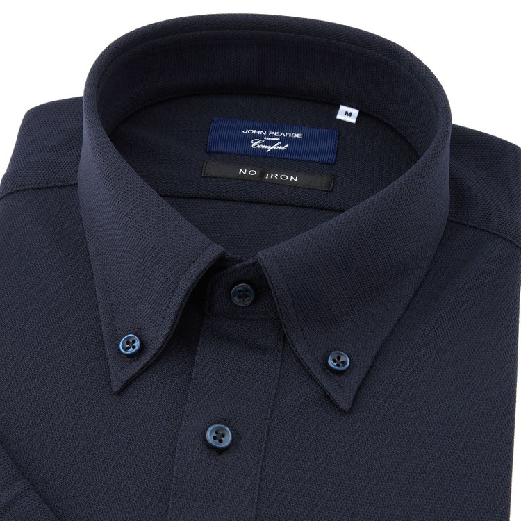 ＪＰコンフォート ネイビー 【発送在庫あり】【WEB限定】【半袖】【JOHN PEARSE comfort navy】ボタンダウンビズポロシャツ プルオーバータイプ/ネイビー/ULTRA MOVE「ニット素材」「ノーアイロン」「ストレッチ」「高通気性」 青濃色