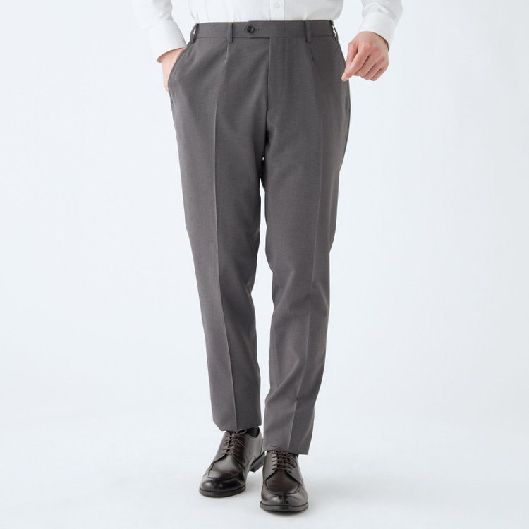 ＪＰ コンフォート 【JOHN PEARSE comfort】【春夏】2釦シングルスーツ ショートタック/グレー×ハウンドトゥース/ULTRA MOVE/TRABEST/ウエストシャーリング仕様/ウォッシャブル/ストレッチ/※裾上げ必要 グレー濃色