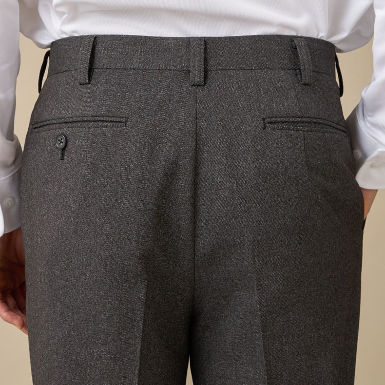 ジョンピアース 【JOHN PEARSE White】【秋冬】1タックパンツ/グレー×シャークスキン調 / ウォッシャブル/※裾上げ必要 グレー中間