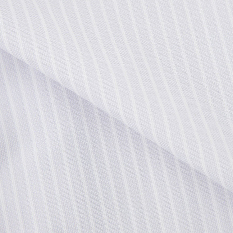 KONAKA　アウトレット 【WEB限定/OUTLET/汚れ・キズ等有】【JOHN PEARSE Black】【ノーアイロン】ホリゾンタルワイドドレスワイシャツ/グレー×ホワイトストライプ/襟裏別布：チェック/ULTRA MOVE「ニット素材」「ストレッチ」「高通気性」 グレー淡色