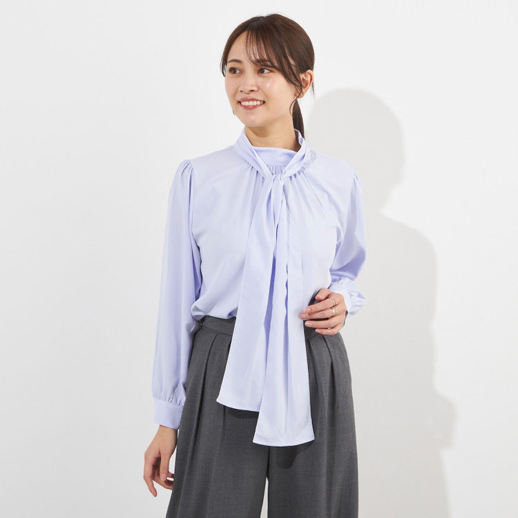 ナチュラル　ビューティー  【NATURAL BEAUTY】リボンブラウス/ブルー 青淡色