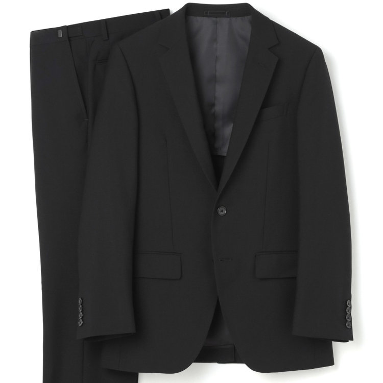 ＵＮＰＲＥＳＳＵＲＥ 【Unpressure】【スリムシルエット】2釦シングルフォーマルスーツ 0タックパンツ/アジャスター付き/※裾上げ必要 黒