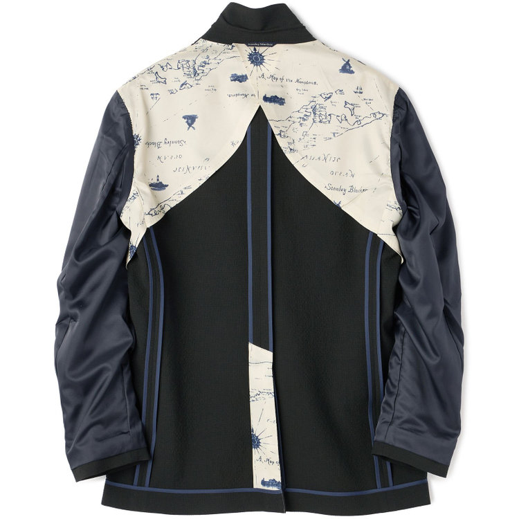 スタンリーブラッカ 【stanley blacker new york】【春夏】2釦シングルセットアップジャケット/カーキ×サッカー/ストレッチ 緑濃色