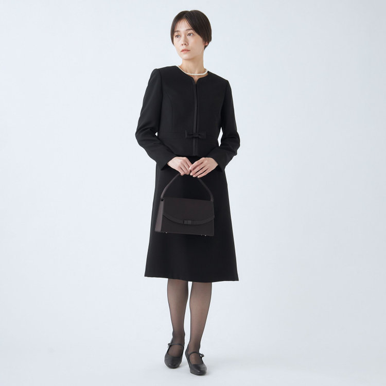 ソノタ（KONAKA用） 【BIEN BELLE】【年間】【ストレッチ】ノーカラーサテン使いアンサンブルレディースフォーマル 黒