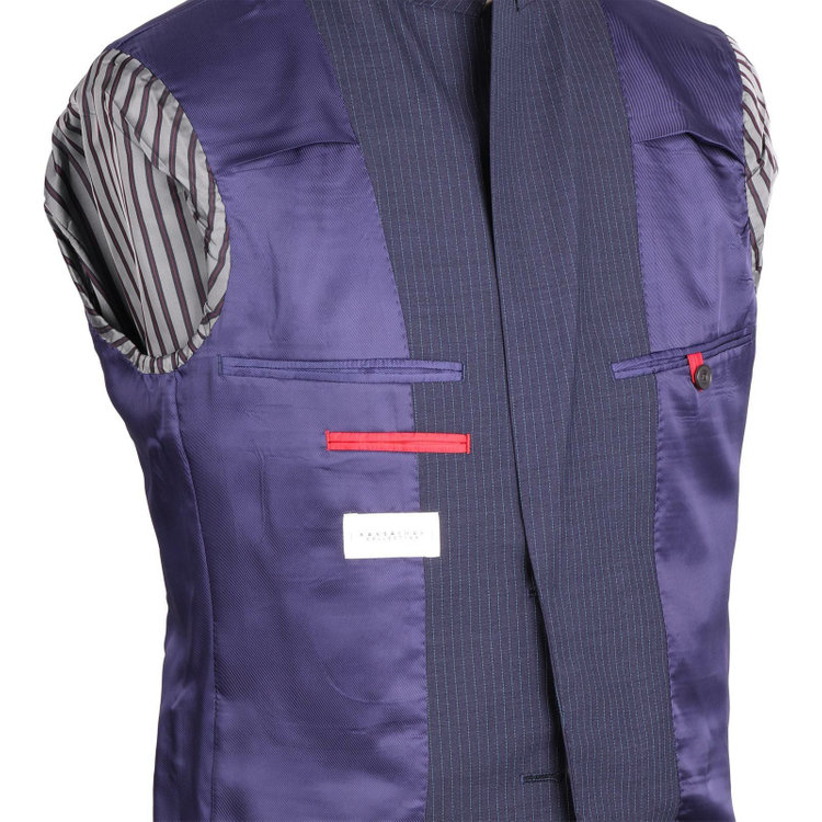 KONAKA　アウトレット 【WEB限定/OUTLET/汚れ・キズ等有】【KANSAIMAN collection White】【春夏】2釦シングルスーツ 1タック/ネイビー×ストライプ ネイビー系(紺)