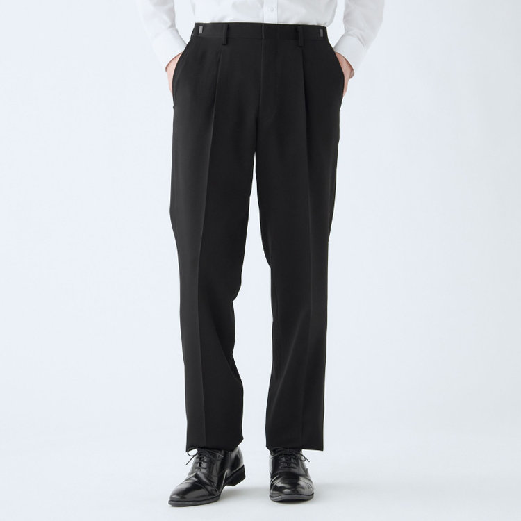 ドナートヴィンチ 【Donato Vinci Italy】【秋冬】カシミヤシルクブレンド濃染加工/2釦シングルフォーマルスーツ 1タックパンツ/防虫加工/導電性繊維/アジャスター付き/※裾上げ必要 黒