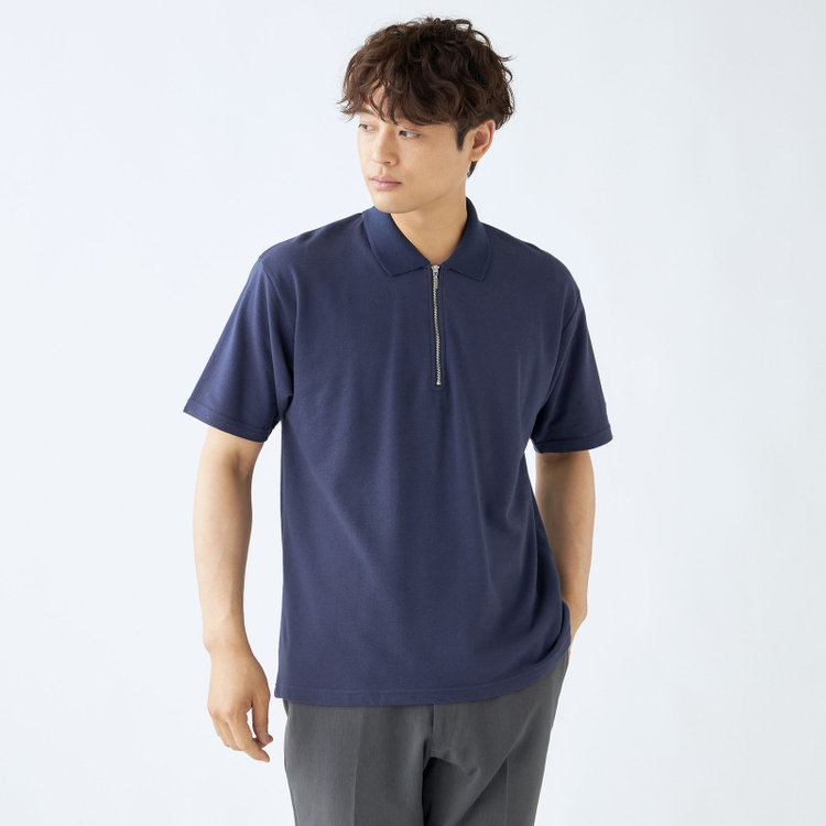 ライル＆スコット 【LYLE&SCOTT】【半袖】ジップポロシャツ/ネイビー 紺中間