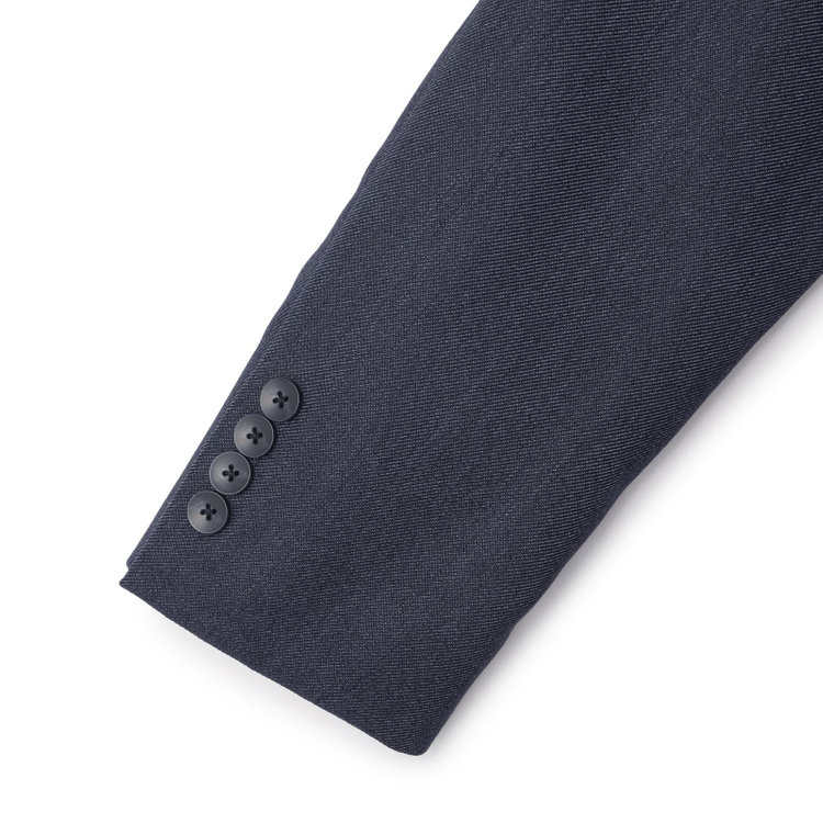 ＪＰ コンフォート 【JOHN PEARSE comfort】【年間】2釦シングルスリーピーススーツ ショートタック/ネイビー/ウエストシャーリング仕様/「ULTRA MOVE」ストレッチ・ウォッシャブル/※裾上げ必要 青中間